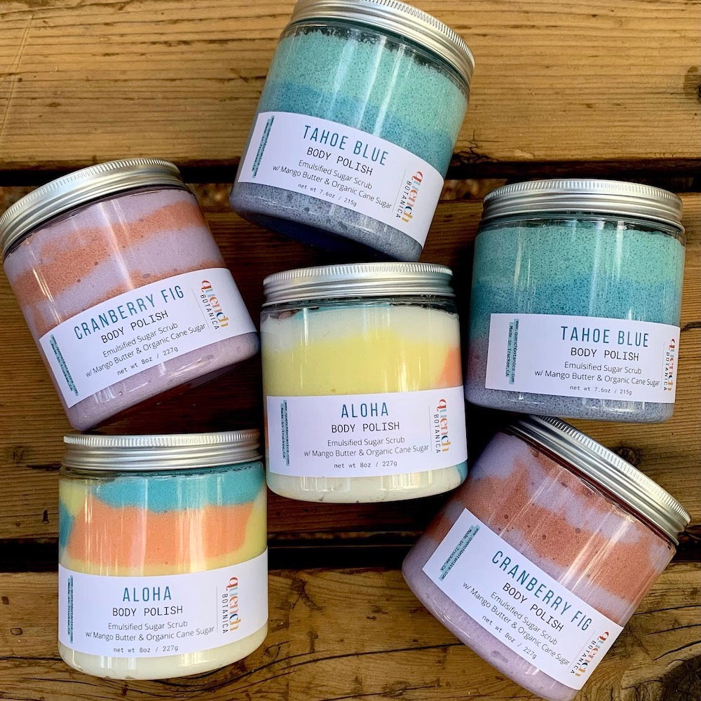 Body Polish emulsified Sugar Scrubs close up side view
