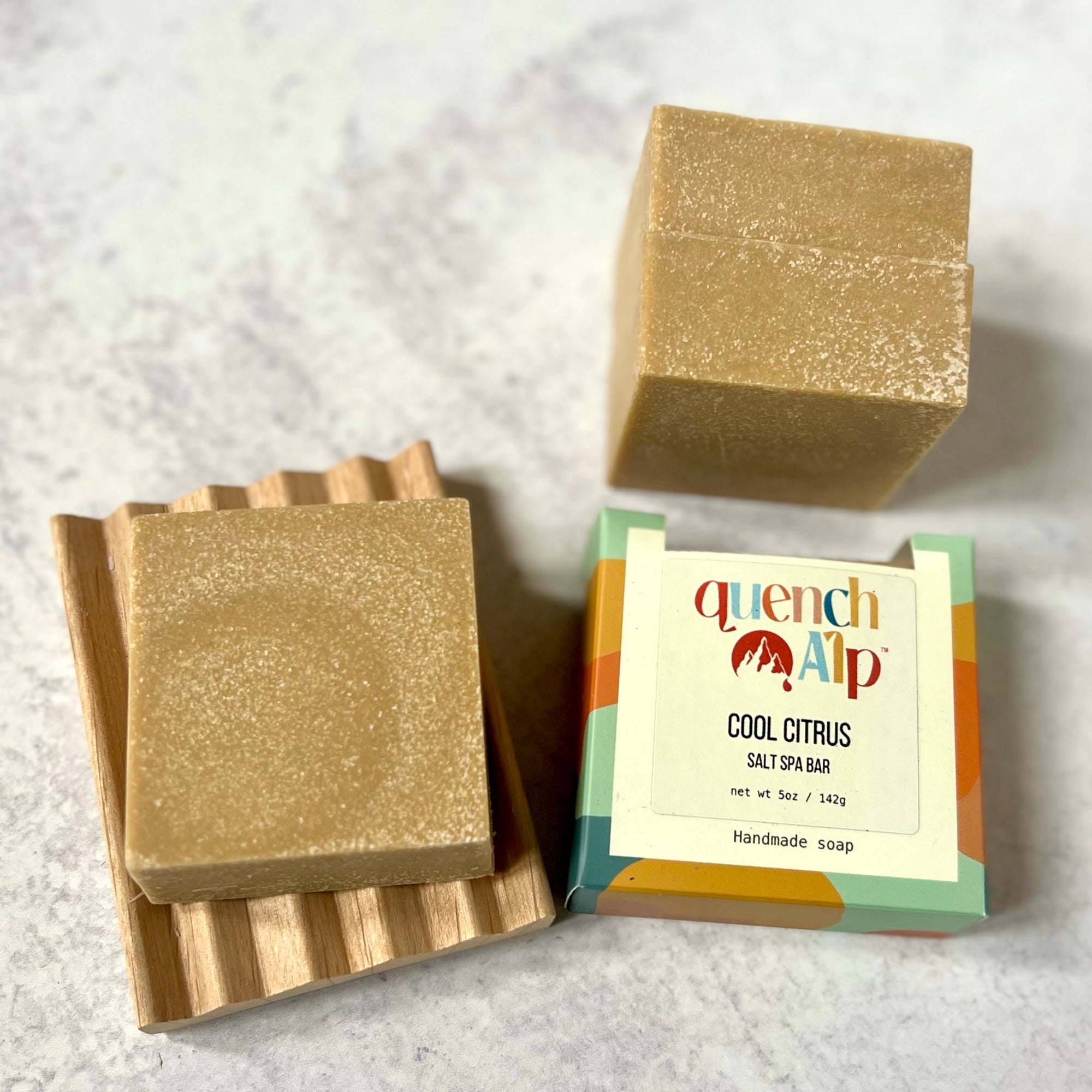 Cool citrus salt spa bar close up top view