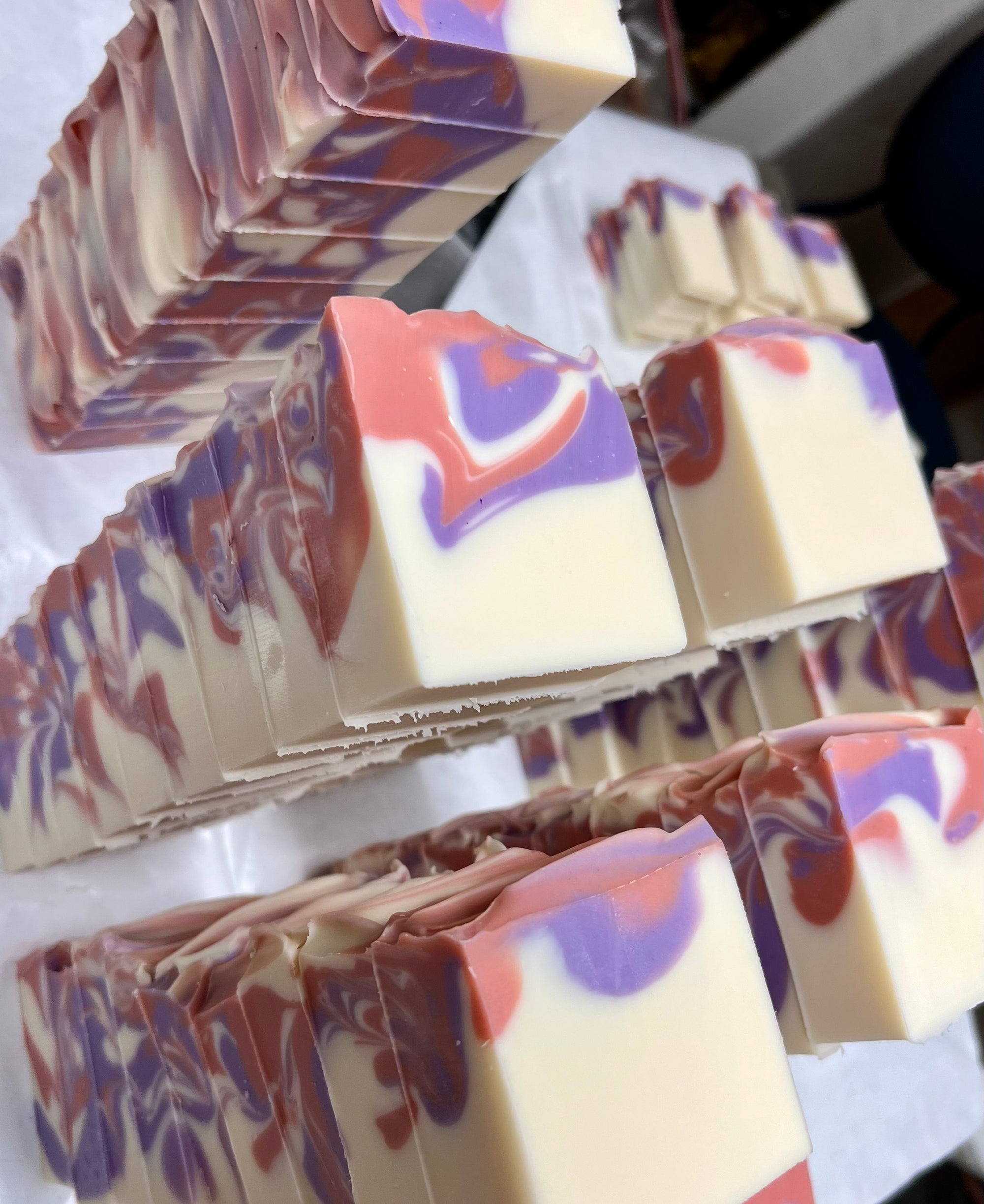 Cranberry Fig Soap Cut close up side view