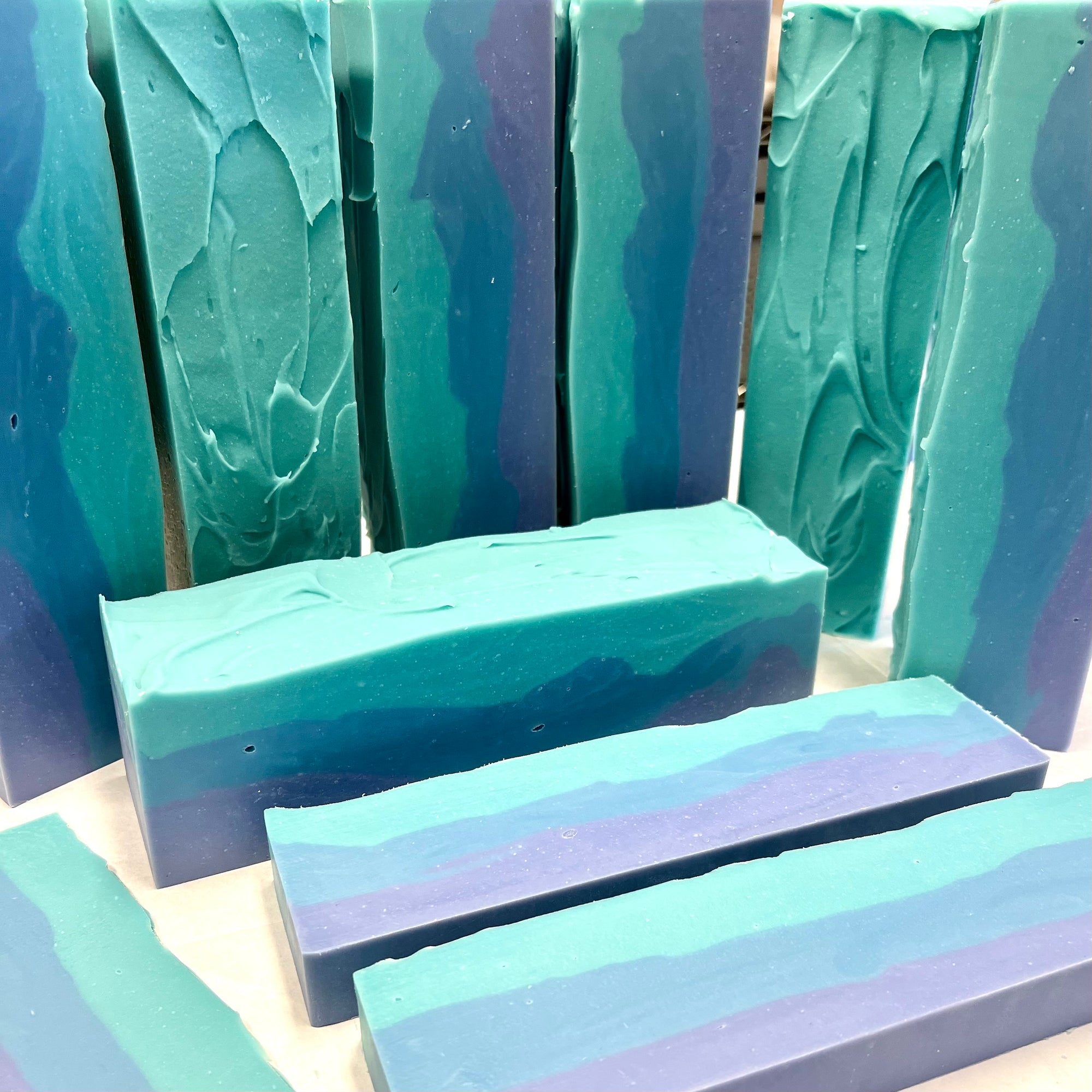 Tahoe Blue Soap Logs close up side view